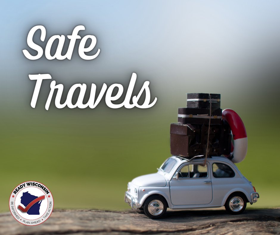 Hitting the road for the holiday weekend? 🗺️
Remember to keep safe on your journey by:
🧰 Restocking or packing a vehicle emergency supply kit before you go
🚗 Getting your car inspected or serviced
🚘 Wearing seatbelts
#ReadyWI #travelsafety