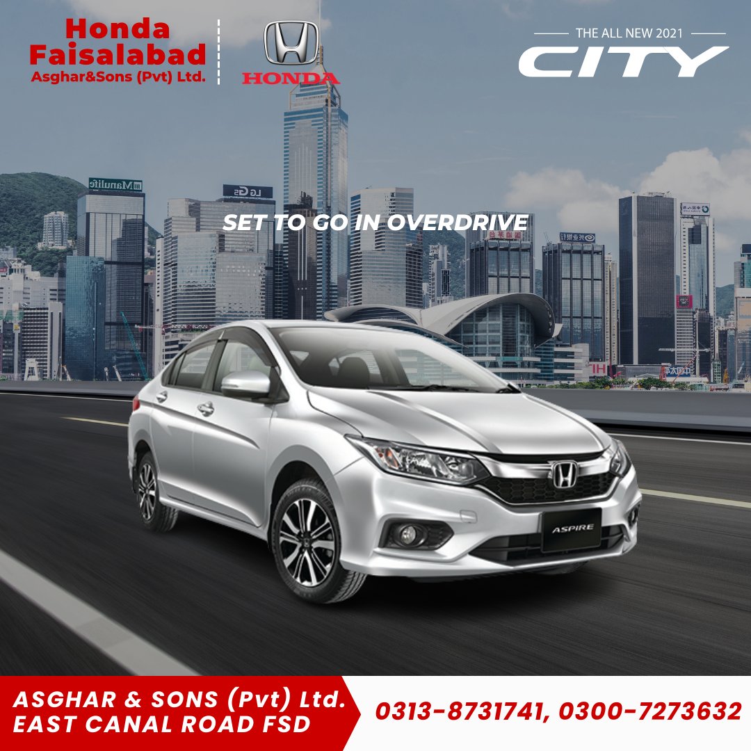 asghar_sons's tweet photo. It's time to Go for an Overdrive, experience comfort &amp; luxury, and Excite your journey with Honda City.
For booking
0313 8731741, 041 8731741
Visit: #Honda Faisalabad East Canal Road
#hondapakistan #hondalove #hondacity #cardealership #hondafaisalabad #hacls #cityaspire #comfort https://t.co/A7A5RosIWS
