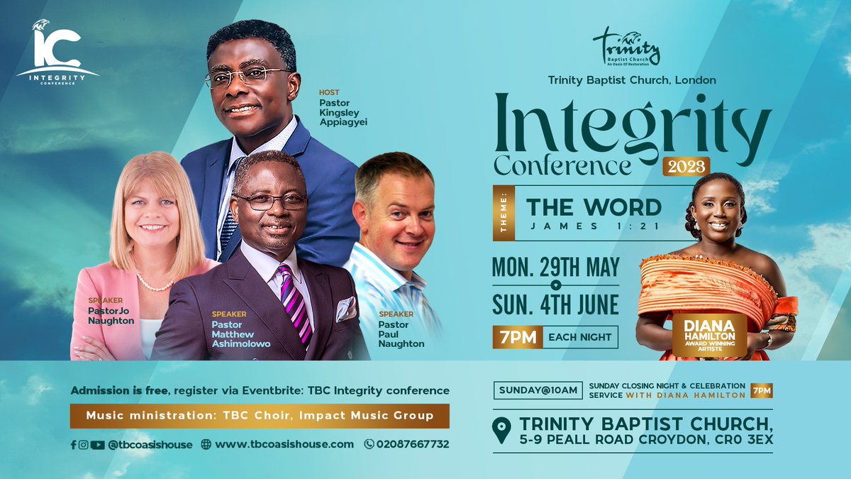 My UK Family I can't wait to worship with you at @tbcoasishouse #intergrityconference2022 from. It will be a week of word and power so come let's crown it all with some songs of Adoration to the 'Great I Am' on Sunday the 4th of June 23