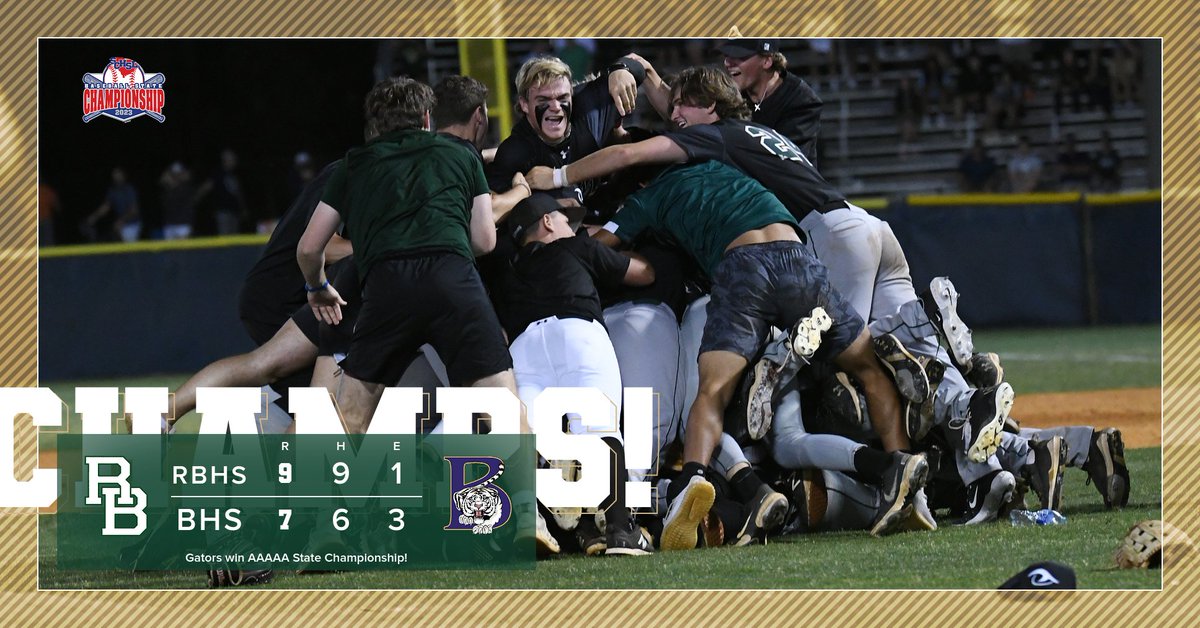 Gator_Athletics's tweet photo. Your 2023 AAAAA Baseball State Champions! @RBHSBaseball #ChompChomp @RBHSGators #DecadeAtRB (Photo by Monica Powell) https://t.co/RohqnNqmnt