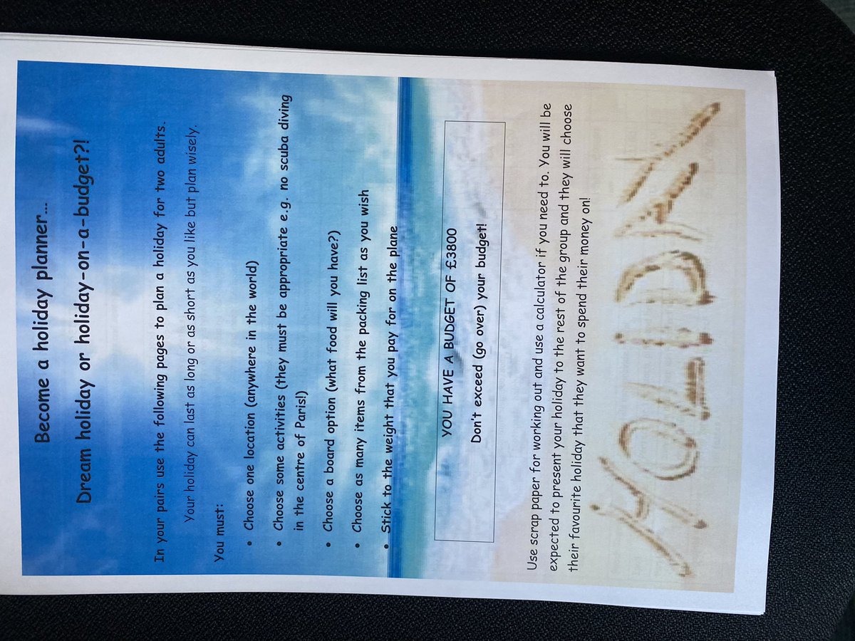 Year 7 eagerly planning a summer holiday - all within a given budget.  We look forward to their presentations and deciding which holiday we would love to go on! <a href="/YPantSchool/">Y Pant School</a> <a href="/maths_y/">Y Pant Maths Department</a> <a href="/WJECMathematics/">WJEC Mathematics</a>