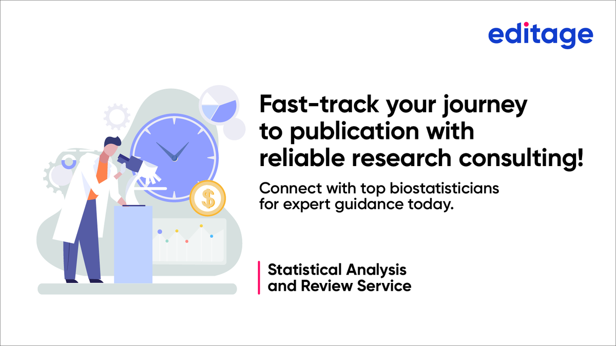 Editage's tweet photo. Don't let the challenges of statistics & data analysis hold you back.
Let the expert statisticians & data analysts at Editage help lighten your load. Get in touch with our team for a quote: https://t.co/Bzy2PZu9hm
#StatsWithEditage #Stats #MedTwitter #StatsTwitter https://t.co/btY3VEaTRQ