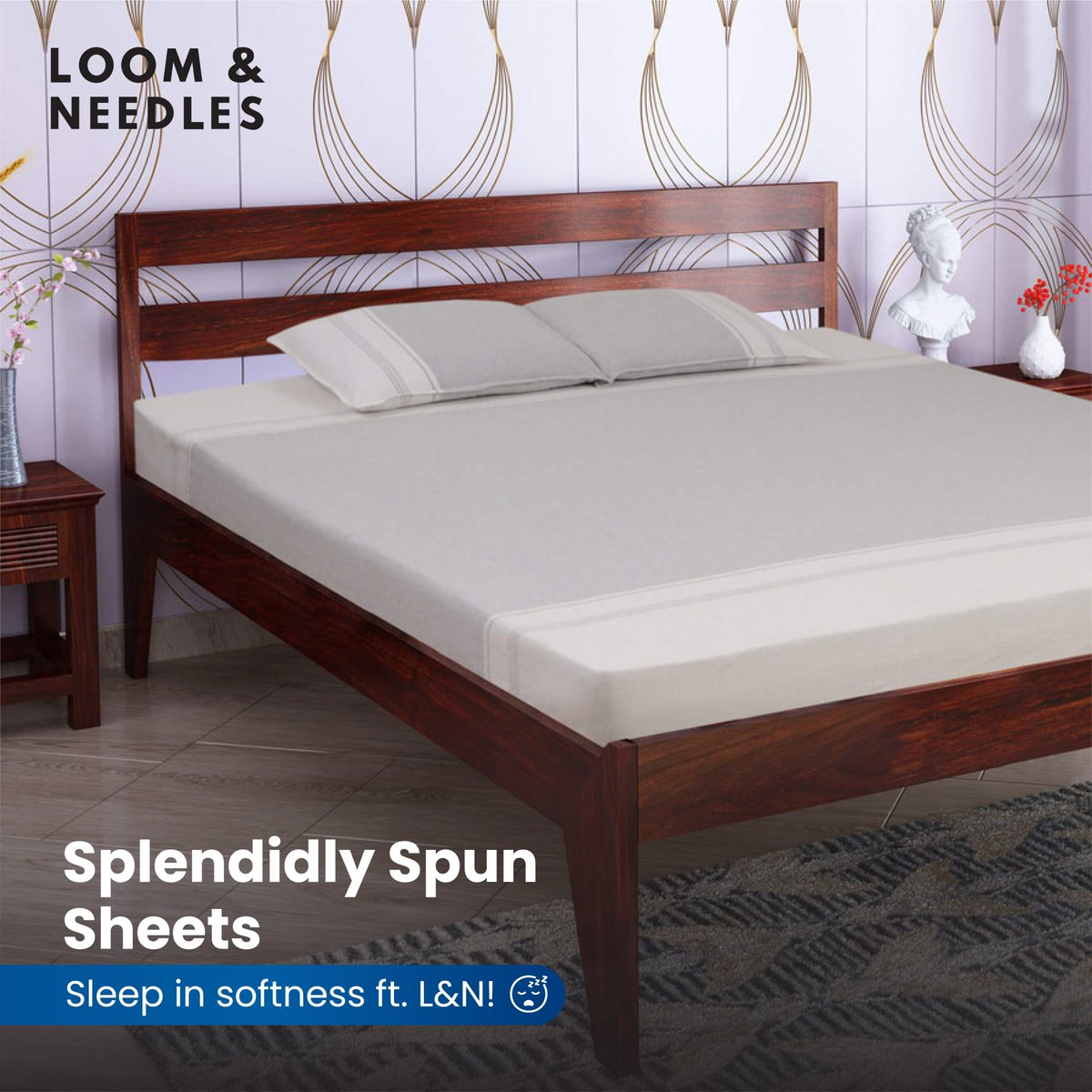 Wrap yourself in the softness of Organic Cotton Bedsheets by L&N!

#LoomAndNeedles #Bedsheet #ComfortAtHome #SleepyLife #SleepBetter #bedsheetdesign #organiccotton