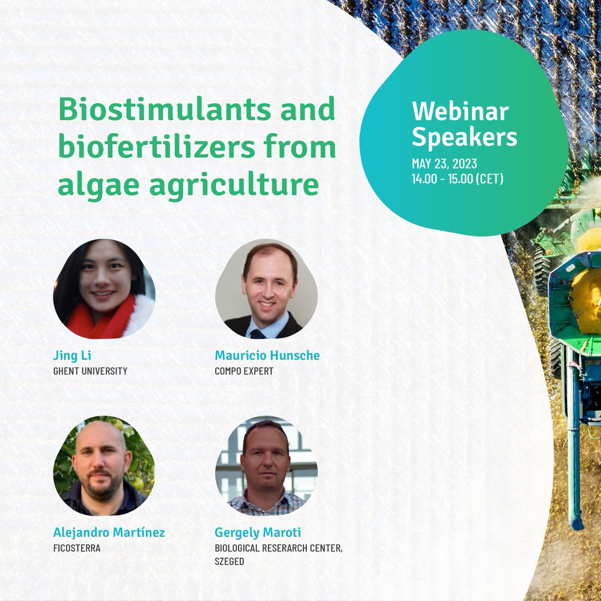 EABA_Algae's tweet photo. 💡 60’ webinar « Biostimulants and biofertilizers from algae for agriculture »: 

Thanks to all 81 participants and speakers of this very successful webinar 🥳!

#algae #microalgae #seaweed #biomass #innovation #science #agriculture #biostimulant #biofertilizer #farming #food https://t.co/SNGQ7oggdI