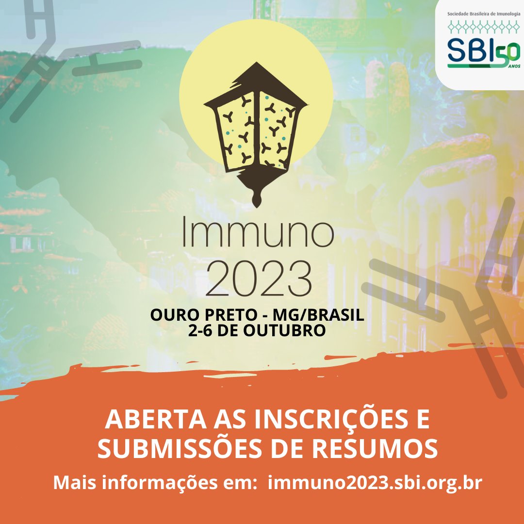 Estão abertas as inscrições e submissões de resumos para o 47º Congresso da Sociedade Brasileira de Imunologia (SBI), o Immuno 2023!

&gt; Acesse: immuno2023.sbi.org.br