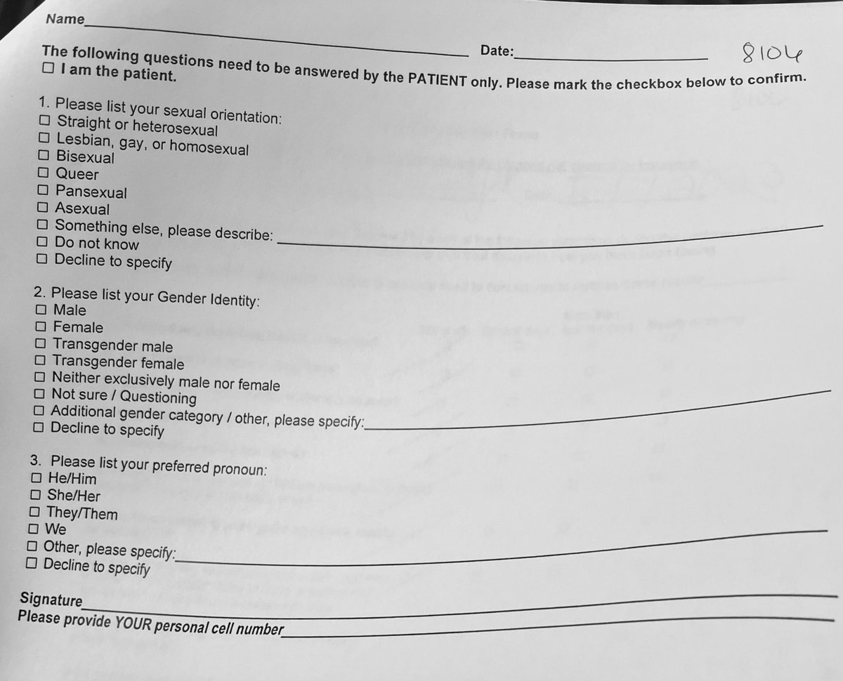 @libsoftiktok And pediatricians are ‘all in’ too, this is what my middle school child was told to complete independently at her check-up last week in NY. The pronouns were my least concern. My child didn’t know what many of these words even mean.