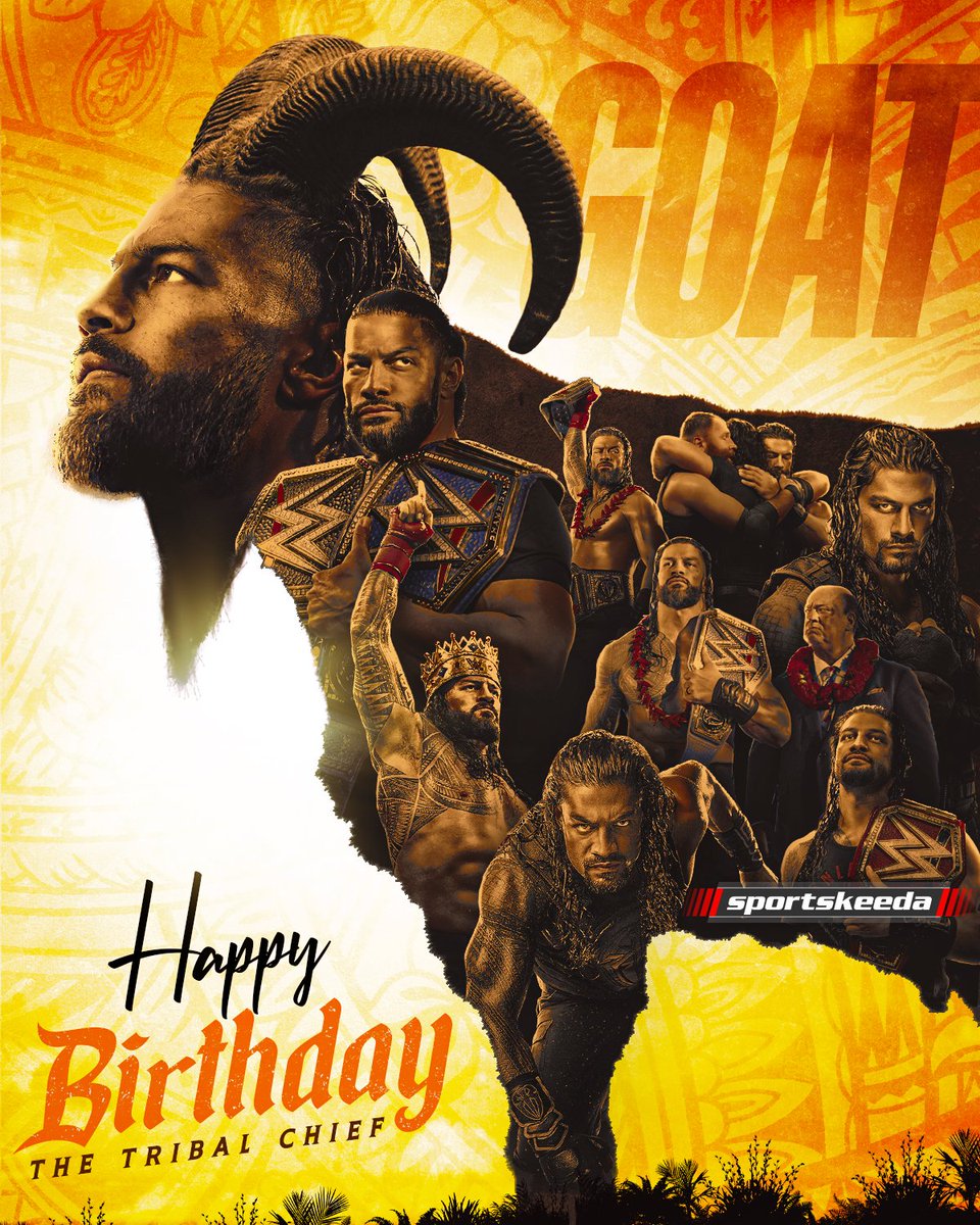 The Beasts, The Champs and even The Phenoms,
Everyone left in disbelief;
For there is a person who conquered them all,
The One Tribal Chief!

Birthday wishes go out to The Undisputed #WWE Universal Champion, 'The Head of the Table', 'The Final Boss', 'The GOAT'.. Roman Reigns! ☝️