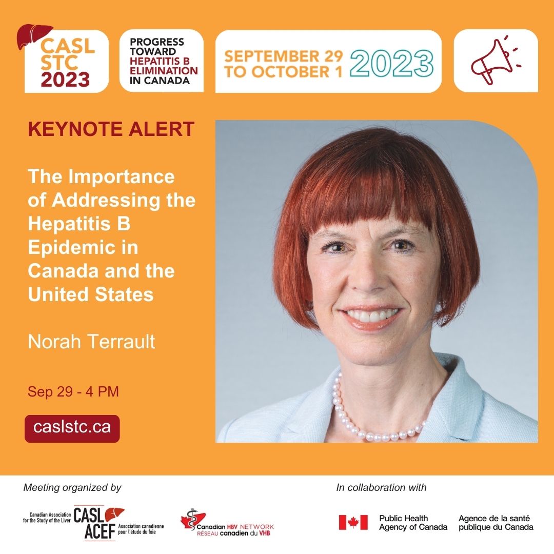 CASLupdates's tweet photo. 📢Keynote alert!

Dr. @norahterrault will be captivating #CASL #STC2023 audience with her presentation on the importance of addressing the #HepatitisB epidemic in Canada and US.

📅Sep 29-Oct 1
📍@SheratonCalgary

🎫Register now: https://t.co/HCjf1Vq2u8 https://t.co/IPw3Eob440