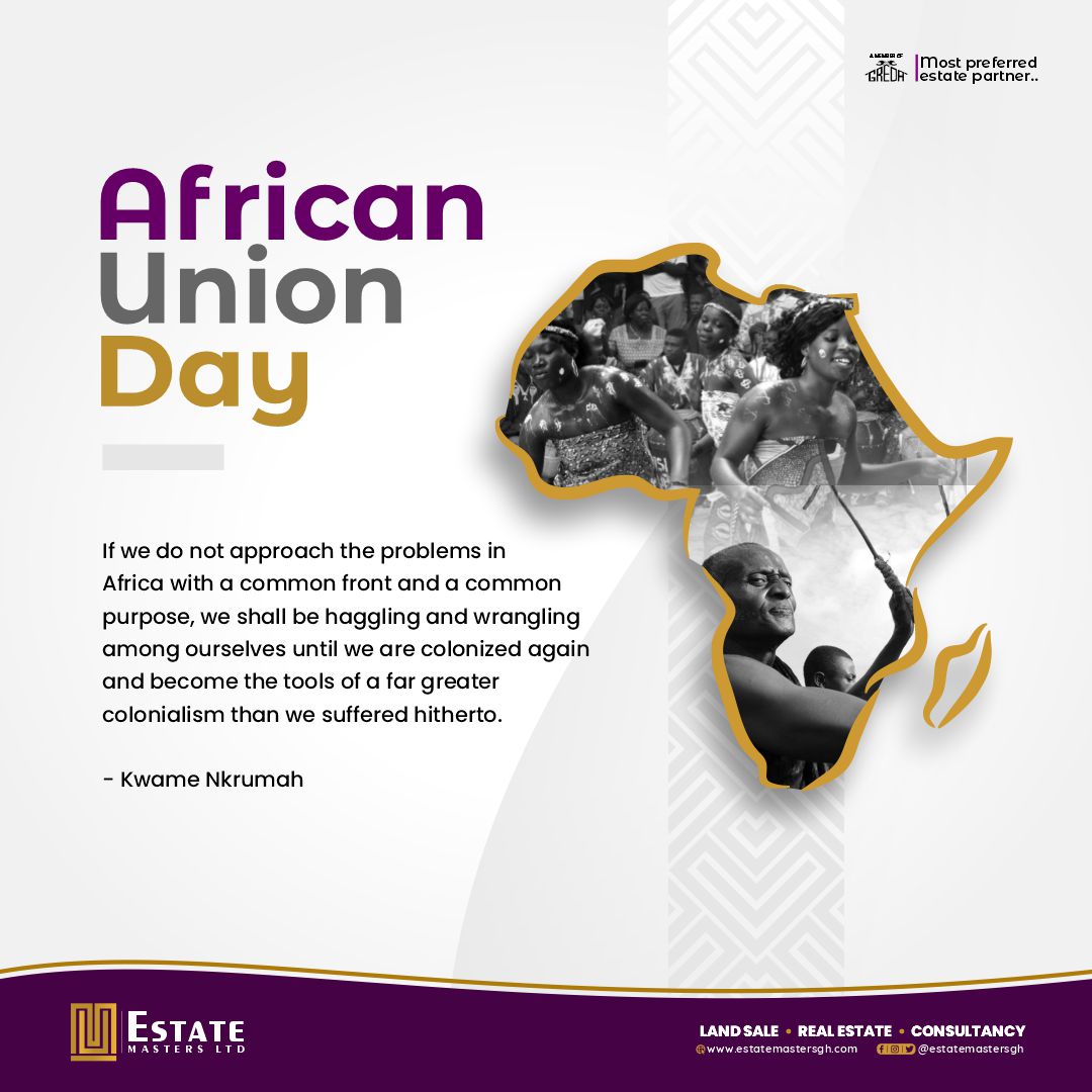 Happy African Union Day! Celebrating unity, diversity, and progress. Estate Masters stands proud in honoring the rich heritage and aspirations of Africa.

 #AfricanUnionDay #ProudlyAfrican