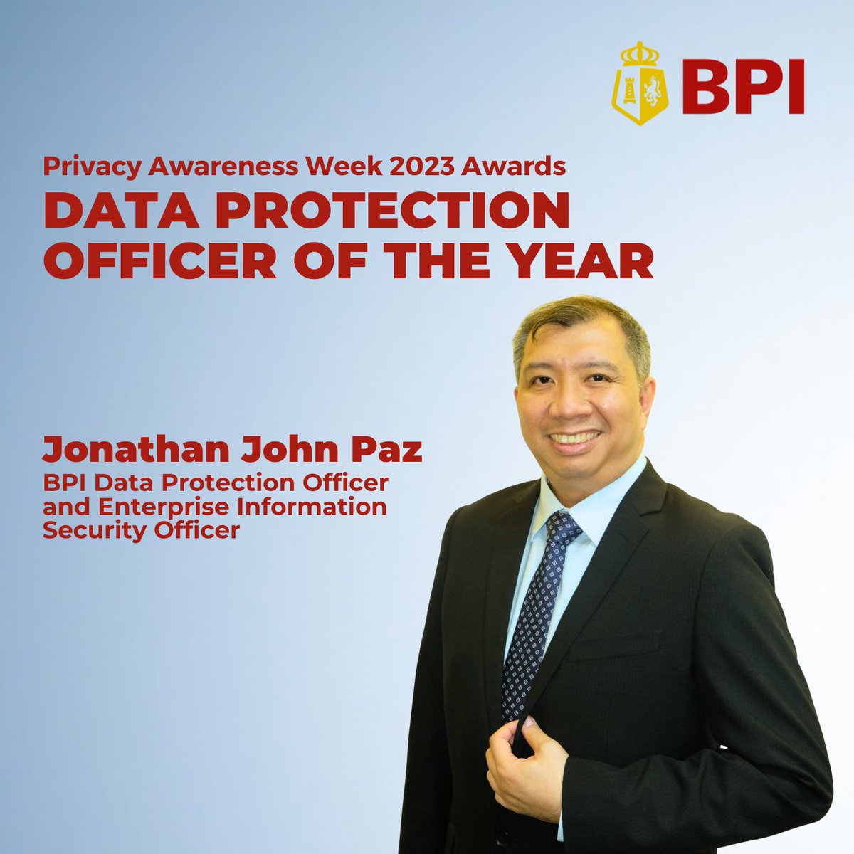 Congratulations to our very own Data Protection Officer and Enterprise Information Security Officer, Jonathan John Paz, for winning Data Protection Officer of the Year at the National Privacy Commission's Privacy Awareness Week 2023 Awards!

#PrivacyAwarenessWeek