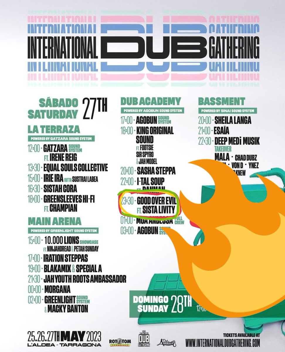🔊🔊 Este dissabte a partir de 23.30h #GoodOverEvil &amp; #SistaLivity al #IDG. #lAldea #terresDelEbre #dub #reggaeEs #rasta #rastaMusic #InternationalDubGathering