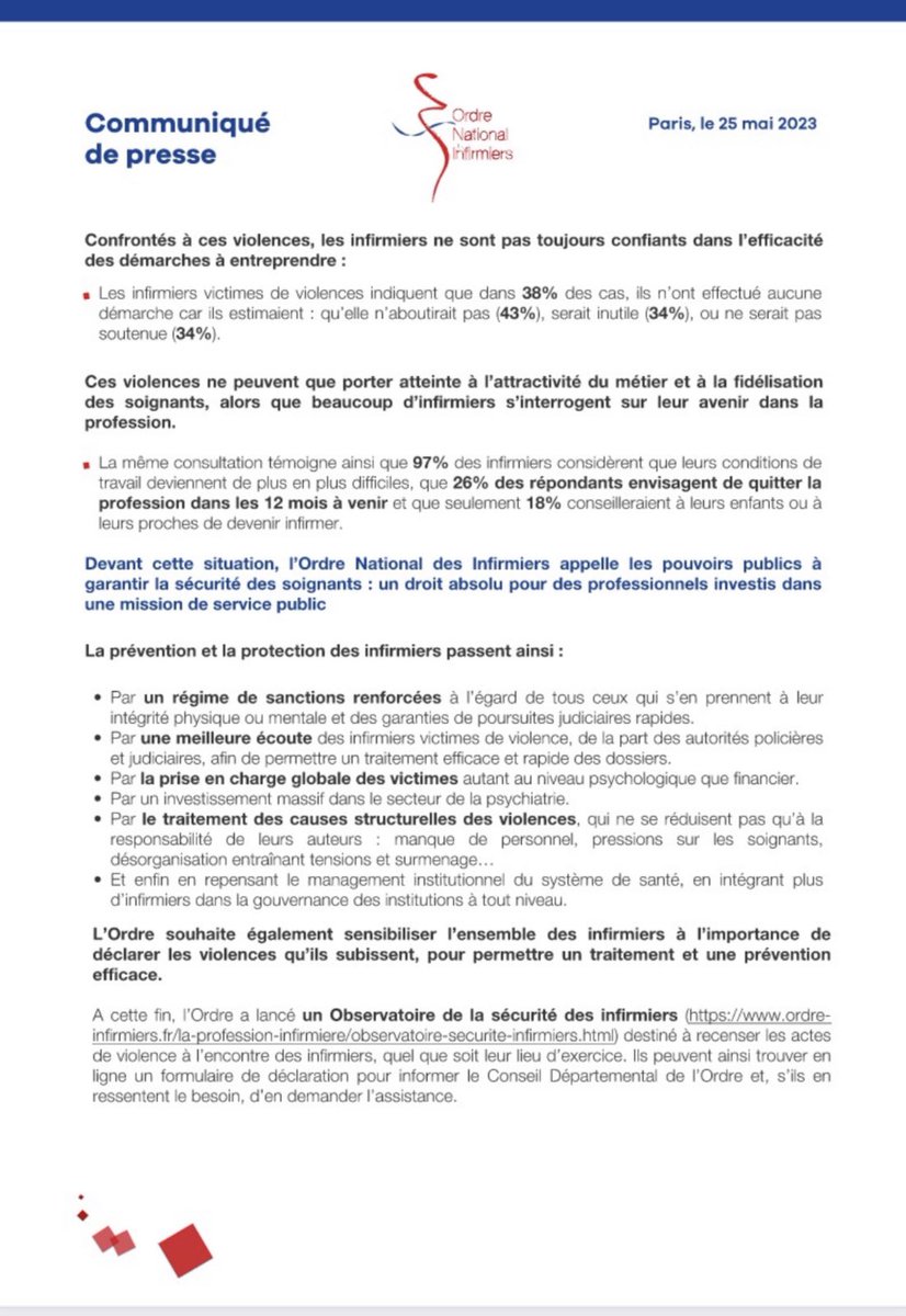 Cidoi37_41's tweet photo. L @OrdreInfirmiers a présenté les
résultats d'une consultation inédite, à laquelle plus de 31 000 infirmiers ont répondu.
🚨2/3 d'entre eux ont déjà été victimes de violences.
L'Ordre a également partagé ses propositions pour lutter contre ce
phénomène dramatique 🧵👇🏻 https://t.co/qgt2AM7OrZ