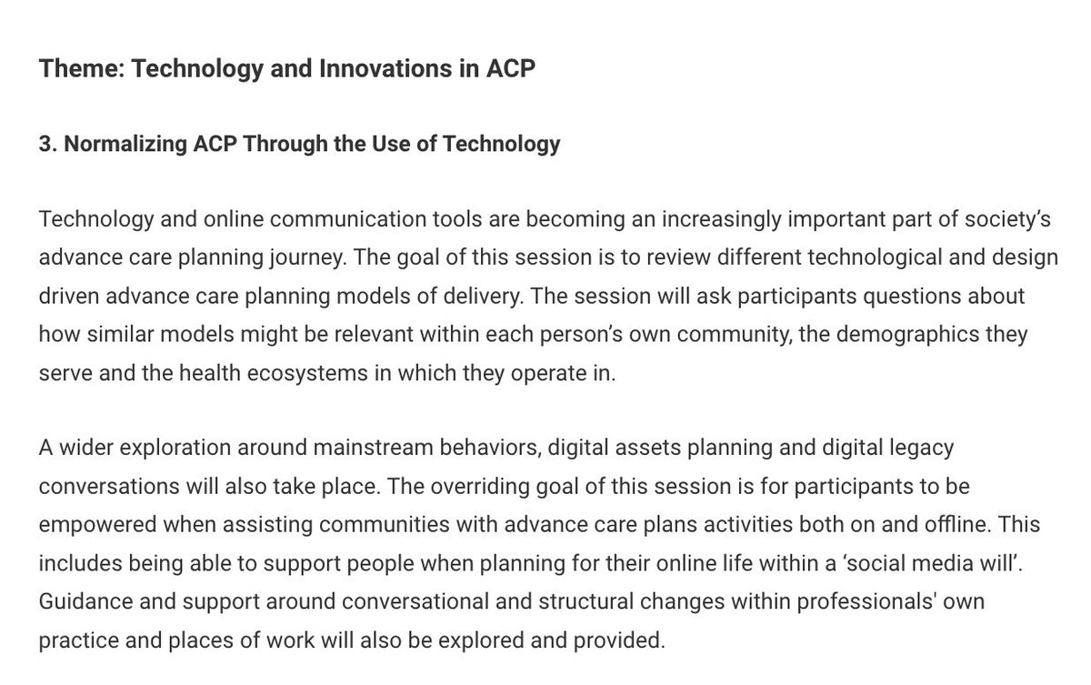 We will be sharing insights about advance care planning, digital assets and digital legacy safeguarding on Saturday at #ACPi2023.

The full programme can be viewed at acp-i2023.org/program-outlin… 

#digitallegacy #advancecareplan #advancecareplanning