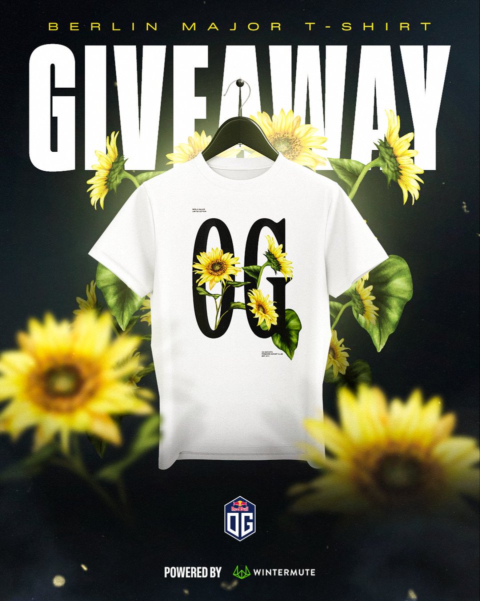OGesports's tweet photo. Didn’t get your hands on the Limited Edition OG Berlin Major tee? @wintermute_t is giving you chance to get one of these exclusive beauties  🥵

To enter: 
· Follow OG &amp; Wintermute
· Like &amp; RT
· Tell us what your favorite moment of the Berlin Major was 👇 https://t.co/uJzKX733yh