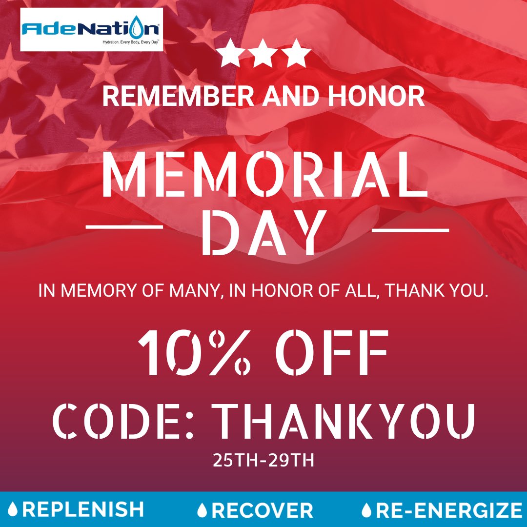 Adenation2's tweet photo. Memorial day is just around the corner! As We honor and Remember those who made the ultimate sacrifice. ๐บ๐ธ๐Please enjoy 10% off from 25th-29th.
Use Code: THANKYOU
https://t.co/gSO2KBNe00
#superbakery #memorialday #thankyou #sale #honor #remember https://t.co/8skIxi1Edu