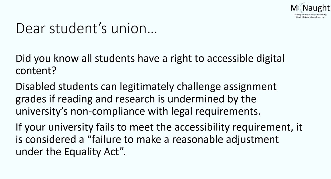 ft30uk (@ft30uk) on Twitter photo Here's a great idea from <a href="/alistairm/">alistair mcnaught</a> to ensure that students know what they are entitled to #inclusivity #accessibility Here's a great idea from <a href="/alistairm/">alistair mcnaught</a> to ensure that students know what they are entitled to #inclusivity #accessibility