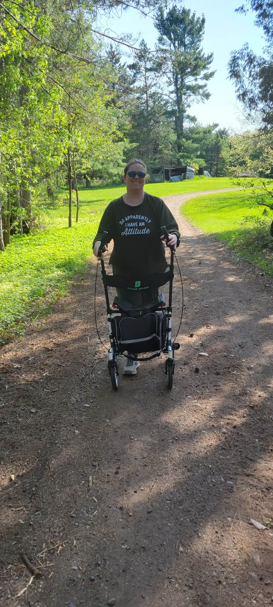 My wife's hand cycle was damaged from a roof collapsing this winter so that means she can't use it to complete the @ssgtravismills Foundation Memorial Day 5K as planned. 

Instead, she's using her rollator to do driveway laps as possible over the next 5 days to hit the 3.1 miles.