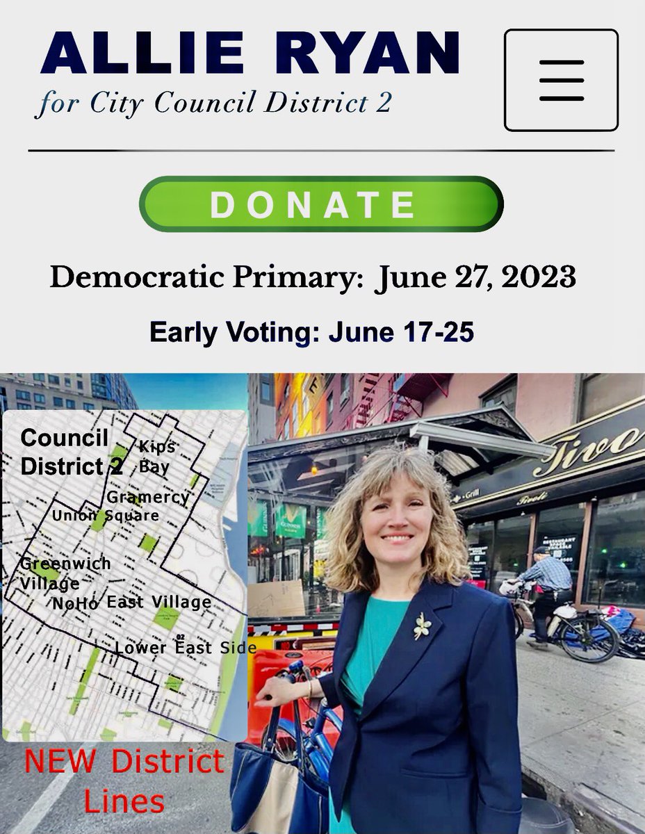 Marni4Change's tweet photo. Hey Everyone, pls donate what you can afford, even $10, to @AllieRyanNYC running 4 @NYCCouncil in D2. SHE IS REAL, not in pocket of developers, pro #SBJSA, a mom, a regular #NewYorker https://t.co/P37qHuPjww! @infopobn @cybergal99 @jamudd @kirstentheodos @fuelgrannie #allieryan https://t.co/eJOy4ow2WB