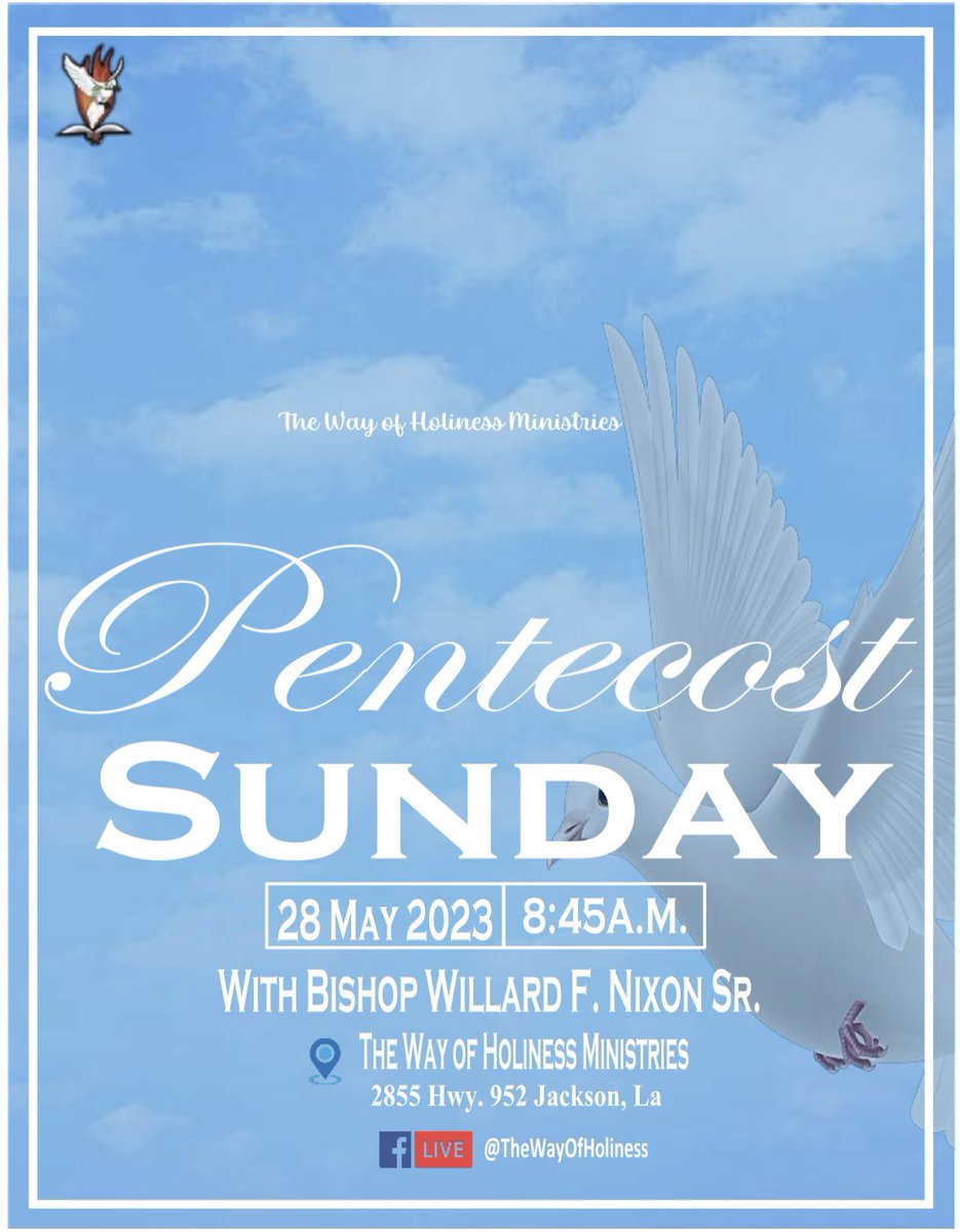 wohtemple's tweet photo. Meet us at the temple this Sunday at 8:45AM with Bishop Willard Nixon It’s Pentecost Sunday! #LetsChurch #TheWayWeChurch #Pentecost #AndSuddenly https://t.co/a0Fjkvmo8k