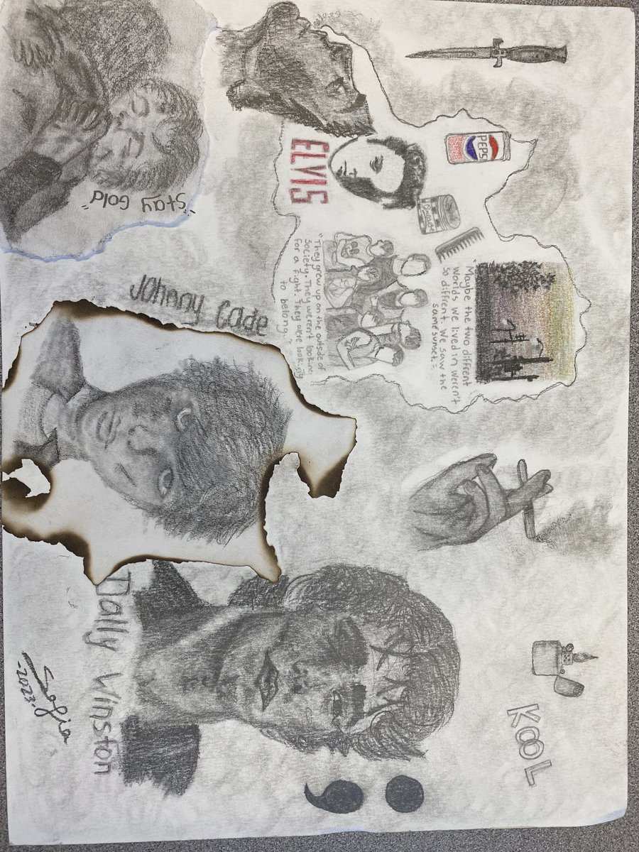 Remember The Outsiders…take a look at this outstanding piece of Grade 8 art to remember. Stay golden…
