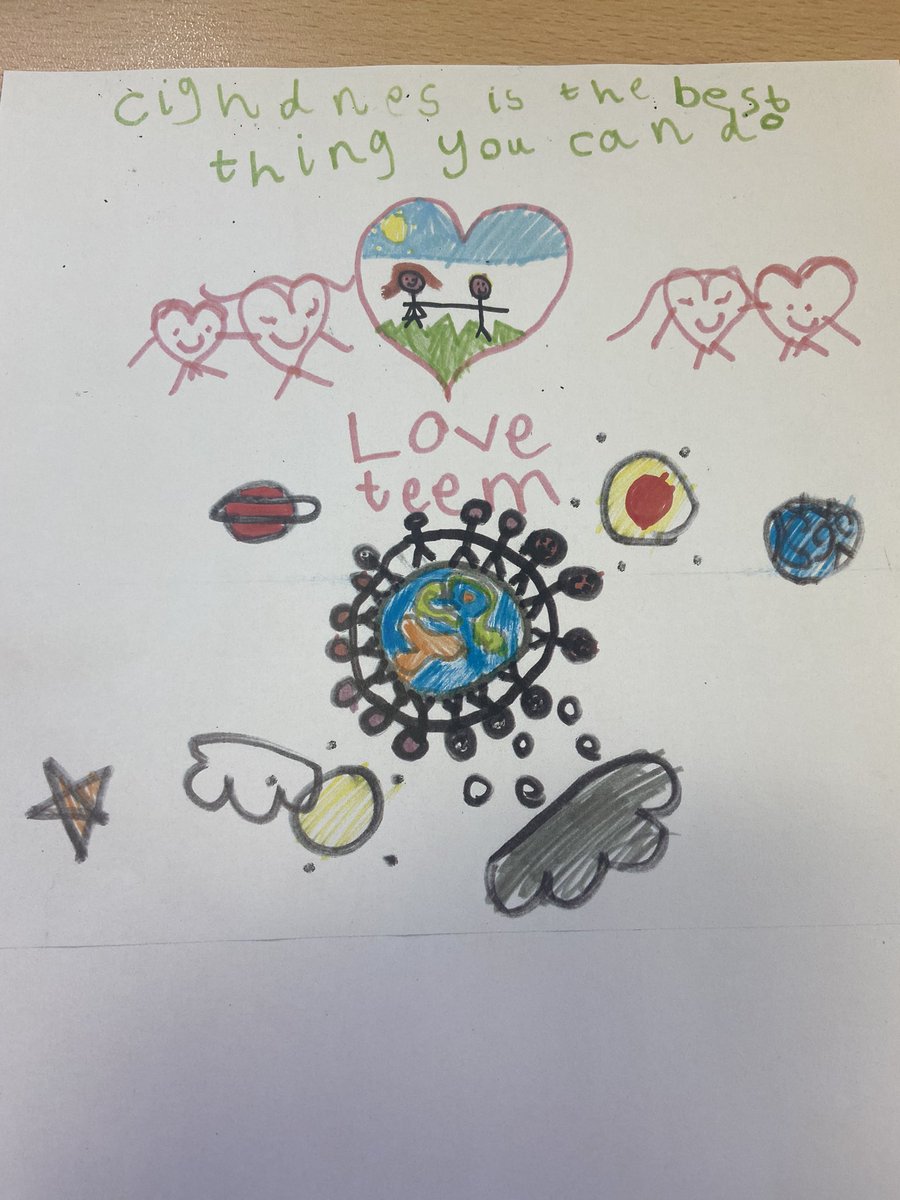 MrsWhiteLancs's tweet photo. One of our Reception pupils drew this in the provision today…I think we are doing something right 🥰 #kindness 

“Kindness is the best thing you can do” https://t.co/H4kGe4wsDy