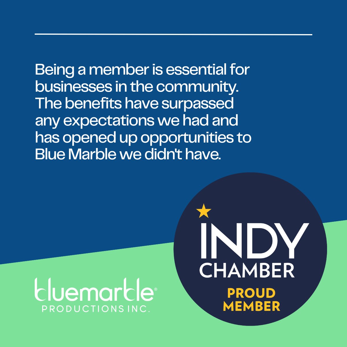 Love_BlueMarble's tweet photo. Blue Marble is a proud member of the Indy Chamber and has been for years.  Thank you for being a champion for local businesses.

#indychamber #indianapolis #beveragemanufacturer #beverageindustry #community #supportlocal #bluemarbleproductions #bluemarblecocktails #hoosier https://t.co/ZG35z8f1ni