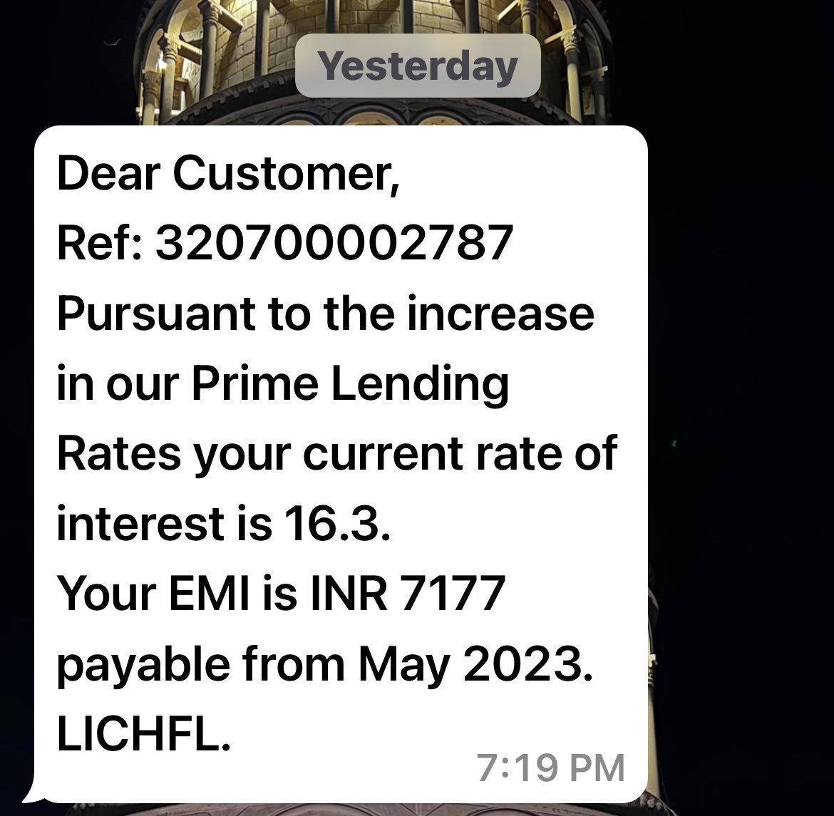 @lichfl_brh I want to know about my loan completion date 
Loan no 320700002787
What is the meaning of this msg