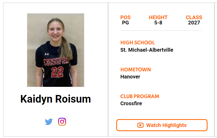 MN-2027 PG Kaidyn Rosium (@KaidynL_roisum) has a 𝙈𝙖𝙭𝙍𝙚𝙘𝙧𝙪𝙞𝙩 𝙋𝙡𝙖𝙮𝙚𝙧 𝙋𝙧𝙤𝙛𝙞𝙡𝙚 on our website!

Check out her profile! 👇
jrallstar.com/maxrecruit/max…

Get yours today!  👉jrallstar.com/maxrecruit