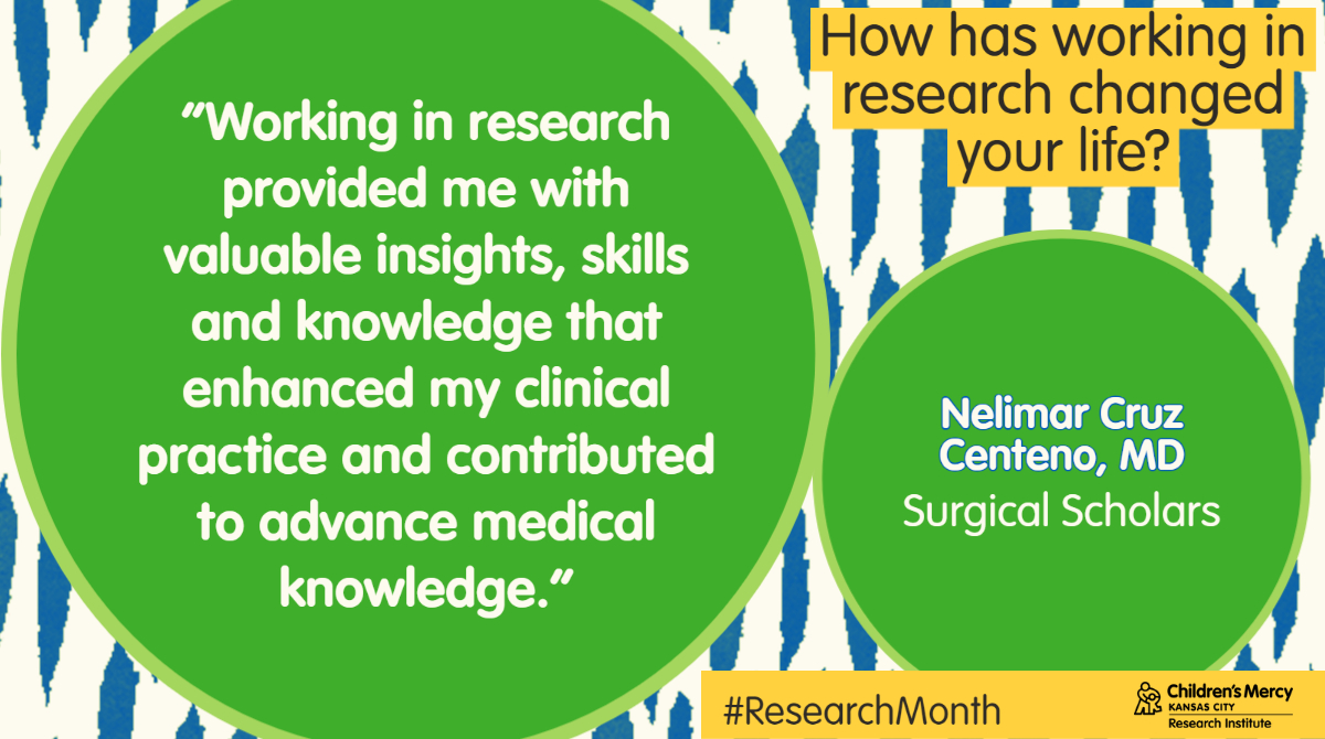 In honor of #ResearchMonth at @ChildrensMercy Dr. Nelimar Cruz Centeno explains how working in research has affected her life.
