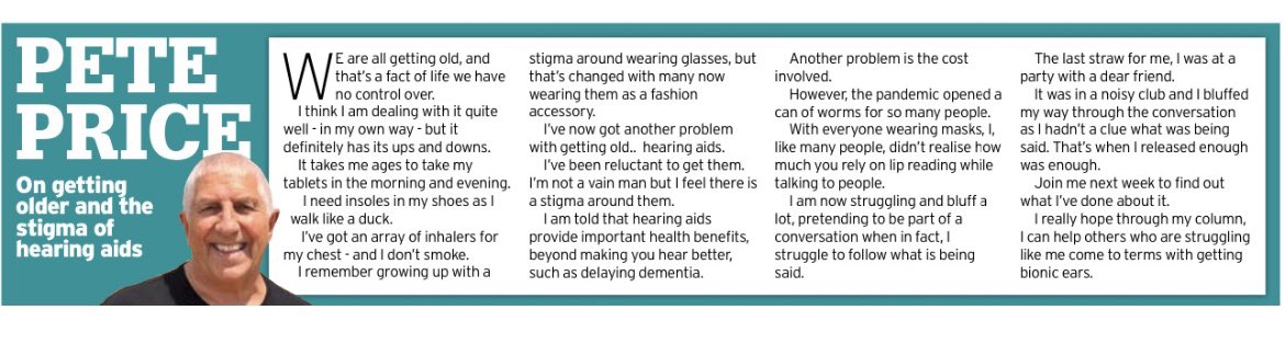 PeteCityPrice's tweet image. liverpoolecho.co.uk/news/liverpool… how many of you have trouble with your hearing ? Read my last 2 columns in @LivEchonews Thank you to David Quilliam  from Southport and @starkeyfnd @starkeyhearing I’m just getting use to wearing #bionicears  I think they are going to be a life changer