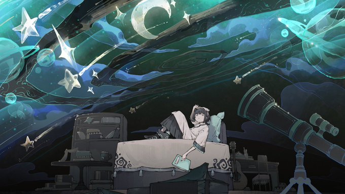 「sitting telescope」 illustration images(Latest)