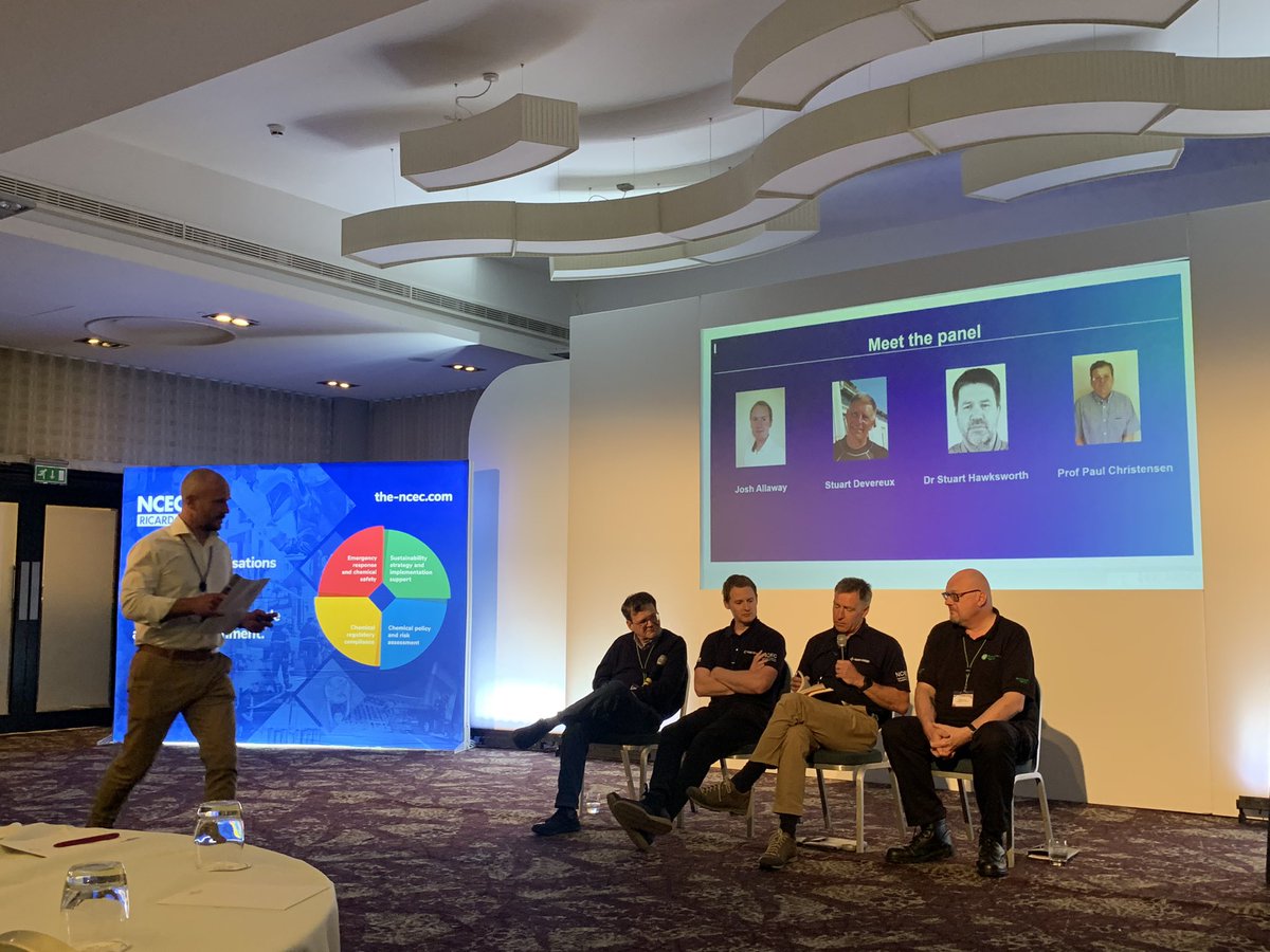 ncec_uk's tweet photo. It’s time to finish #HAZMAT2023, but how can you talk about hazmat and leave #alternatefuels? So our final discussion panel is exploring the use of alternative fuels with experts from NCEC’s Hazmat Academy, @EnvAgency and Lithium ion safety Ltd! https://t.co/EFwgEGc3Ew