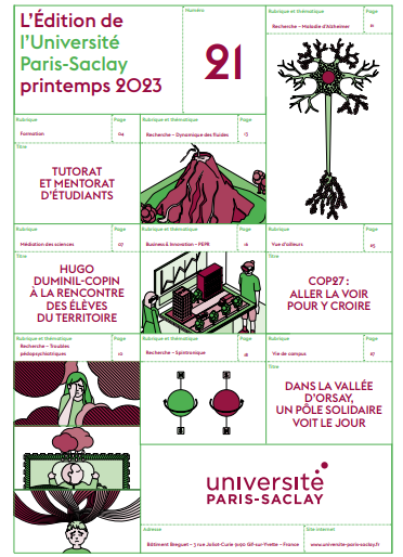 📃 [JOURNAL - L'EDITION 21]  
Nouveau numéro du journal L'Édition de <a href="/UnivParisSaclay/">Université Paris-Saclay</a> ! 😊📖
Au programme: ouverture d’un nouveau CPES à #UPSaclay, troubles pédopsychiatriques, l’éco-anxiété, #meteo extrêmes, #France2030 et #PEPR, #COP27, #Alzheimer ...👉 bit.ly/3MzrISF
