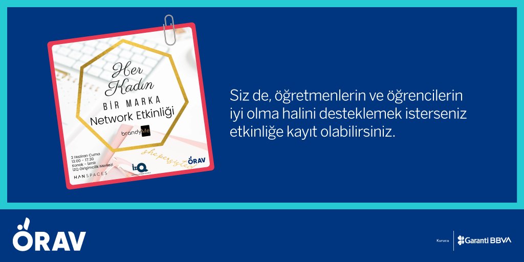 orav2008's tweet photo. 2 Haziran Cuma günü gerçekleşecek "Her Kadın Bir Marka" Network Etkinliği'nin katılım ücretini ÖRAV'a bağışlayan İrem Sefa Yayımlar'a teşekkür ediyoruz.
İzmir İZQ Girişimcilik İnovasyon Merkezi'nde gerçekleşecek etkinliğe katılmak isterseniz; https://t.co/Vz2Woc9SWv @iremsefa https://t.co/1kr0nLERJs