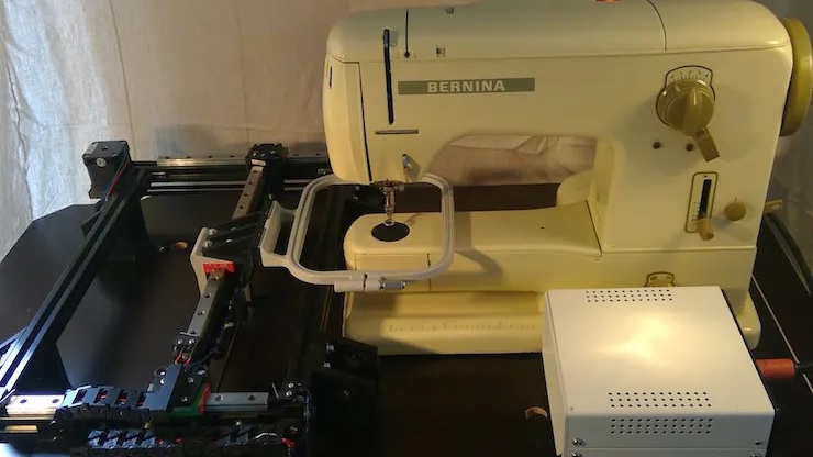 Hacksterio's tweet image. Convert a sewing machine into a CNC embroidery workhorse: bit.ly/45tjLGd