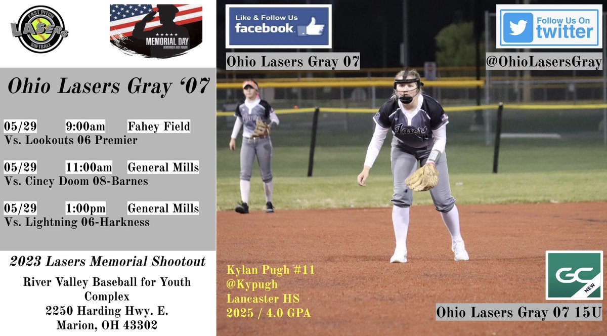 We kick off our☀️ season with a few friendlies in Marion, OH on Memorial Day.  Wishing all of our softball families and friends a great summer, see you at the fields!  🥎💪