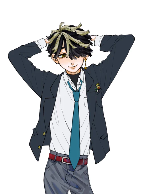おしりかじり虫を胸ポケットに忍ばせてる一虎くん(マイキーのおしりかじり虫ノぬいぐるみ) 「あれ?オレのおしりかじり虫どこだ!!」