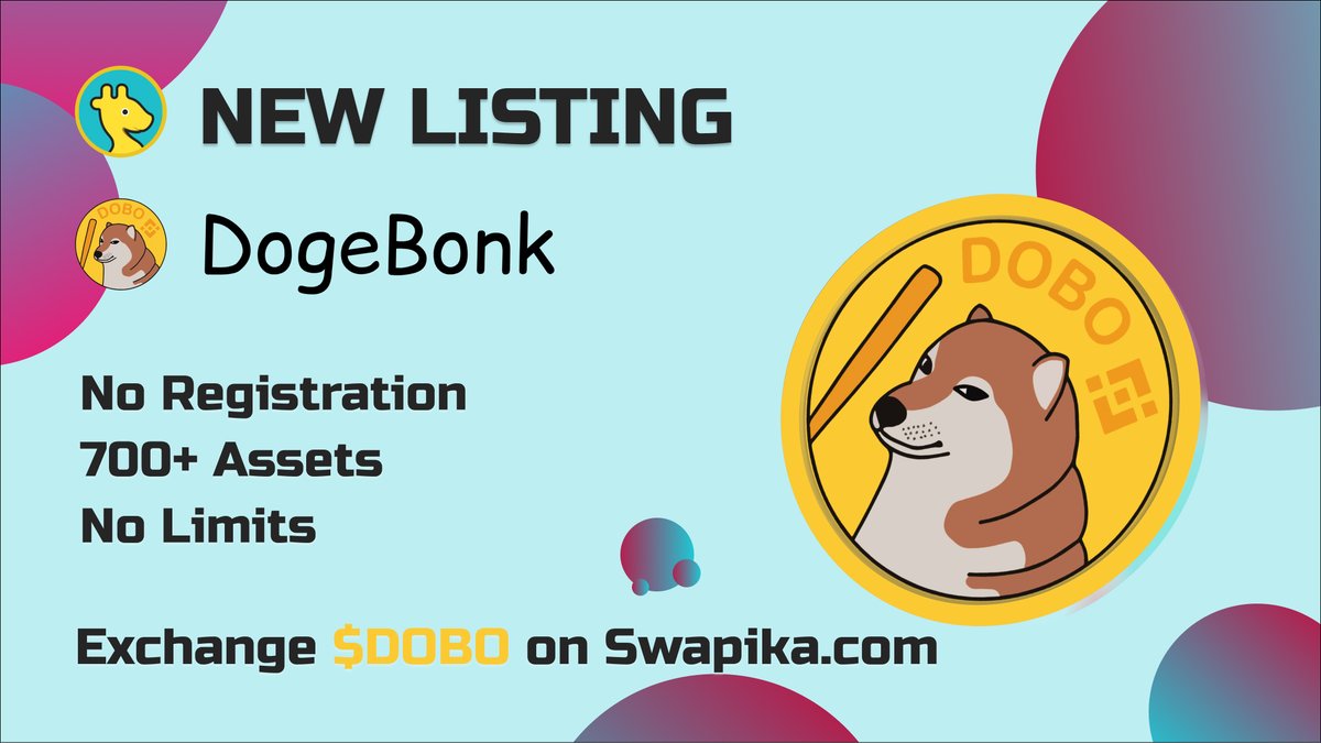 New #memecoin arrival on Swapika🐶

Welcome to exchange - <a href="/dogebonk_token/">DogeBonk</a> 🥳

🔨Crowned as Reddit's Meme of the Year
🔨Birthplace of MemeTools
🔨The crypto of choice for gamer girls everywhere

$DOBO is  ready for swaps on Swapika🔥

#BONK it here 
swapika.com/exchange-pairs…