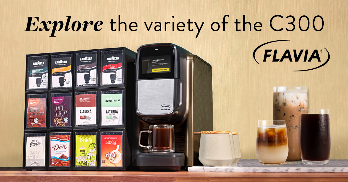 Brewing with the C300 means brewing coffee exactly how you like it. We have a Freshpack for every flavor—on the sweet side with caramel or vanilla, nice and classic as a cappuccino, or mixing it up with Chai and Matcha.  ow.ly/z1h750OvTNO