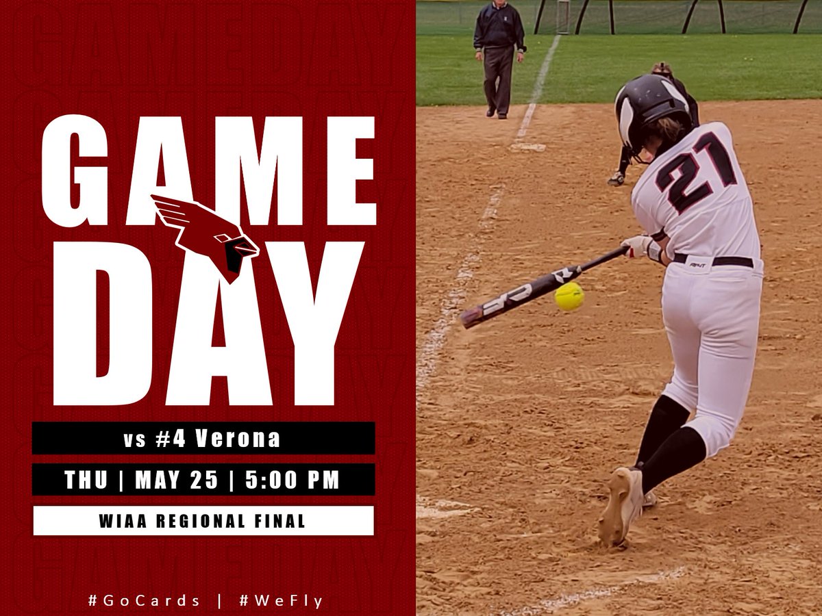 MHSCardsSB's tweet photo. It's game day!

The #5 Cards meet a familiar foe in tonight's WIAA Regional Final against #4 Verona. This is the THIRD meeting between the west side rivals THIS MONTH.

🆚 #4 Verona
🕔 5:00 PM
📍 Verona Area High School
📊 https://t.co/ofMTSR4Oyx

#GoCards | #WeFly | #LetsGet7 https://t.co/JOekLI1yMF
