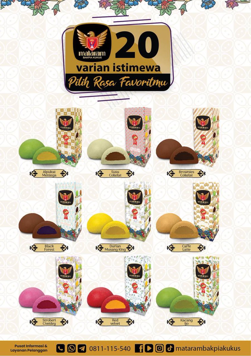 mbk_mataram's tweet photo. Mataram Bakpia Kukus hadir dengan 20 varian rasa Istimewa yang bisa dinikmati semua kalangan ✨
#MataramBakpiaKukus #BakpiaAnekaRasa #BakpiaKayaRasa #BakpiaKukus #AsliDariMataram #BakpianeWongJowo #FavoritWongJowo #CamilanLembutKeluarga #TemandiSegalaSituasi #kelezatandarimataram https://t.co/aRmGH7IEvV