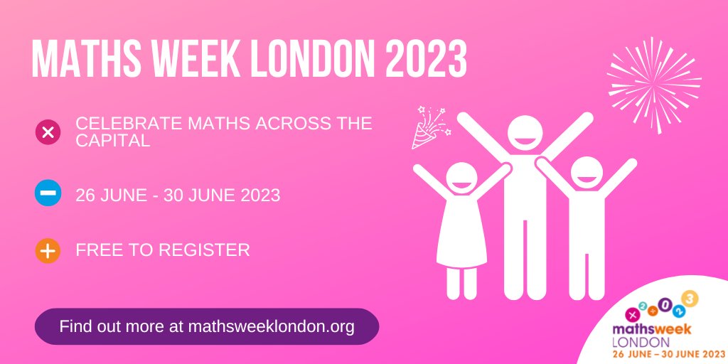 Teachers of Maths (@ATMMathematics) on Twitter photo 2023-05-30 11:03:00 ATM are proud to support #MathsWeekLDN & their mission to improve children’s attitude towardsmaths. Taking place 26 - 30 June. Register your school today @mathsweekldn ?utm_source=atm&utm_medium=twitter&utm_campaign=2023-MWL #EverdayMathsLDN mathsweeklondon.org/register/ ATM are proud to support #MathsWeekLDN & their mission to improve children’s attitude towardsmaths. Taking place 26 - 30 June. Register your school today @mathsweekldn ?utm_source=atm&utm_medium=twitter&utm_campaign=2023-MWL #EverdayMathsLDN mathsweeklondon.org/register/