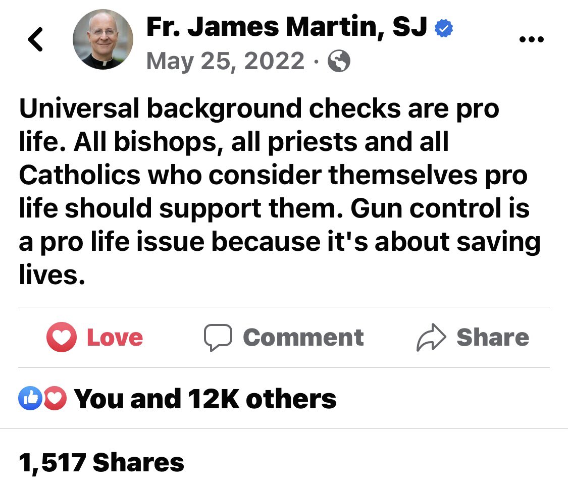 @JamesMartinSJ This still needs to be restated. Thank you, Father Martin. #GunViolence #GunReformNow Oppose #PermitlessCarry @SCGOP @scsenategop @SenatorCampsen @SennSandy #SCpol @MomsDemand #thursdaymorning