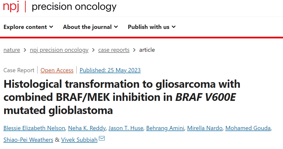 VivekSubbiah's tweet photo. 🚨Hot off the press👉 Presenting a novel resistance mechanism to BRAF+MEK in Glioblastoma 
-->Histological transformation to Gliosarcoma + acquisition of oncogenic KRAS G12D+ NF1 L1083R  mutation as mechanism of resistance to combined BRAF/MEK inhibition in BRAF V600E mutated glioblastoma 1/3  @BlessieNelson @mgoudaMD @MirellaNardo @nehakred  @NaturePortfolio @Nature_NPJ @OncoAlert 
https://t.co/dOjvKaOkP3