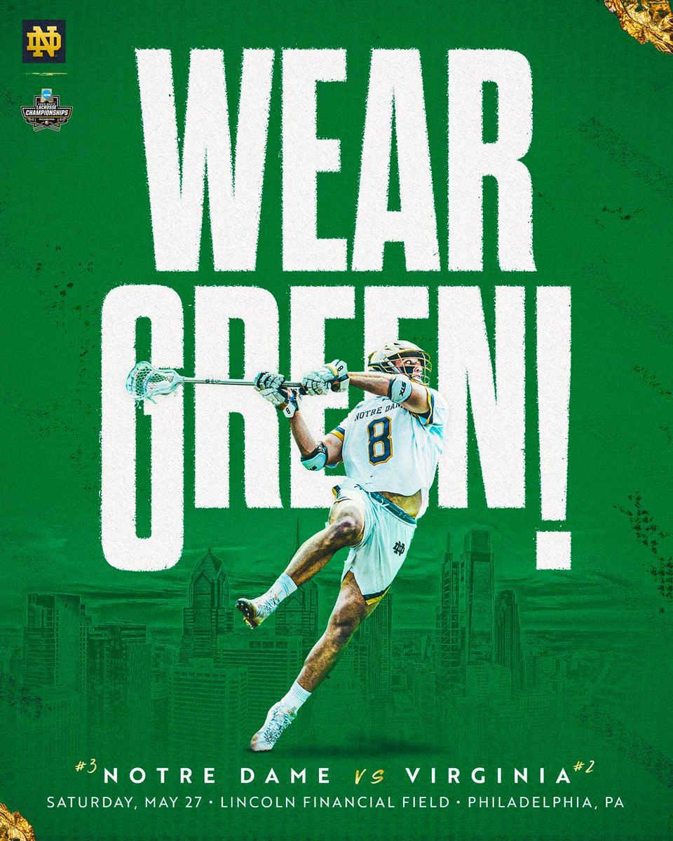 Irish Wear Green!

We need all ND fans in Philly to wear green on Saturday at the Linc, can’t wait to see you all there!

#GoIrish☘️