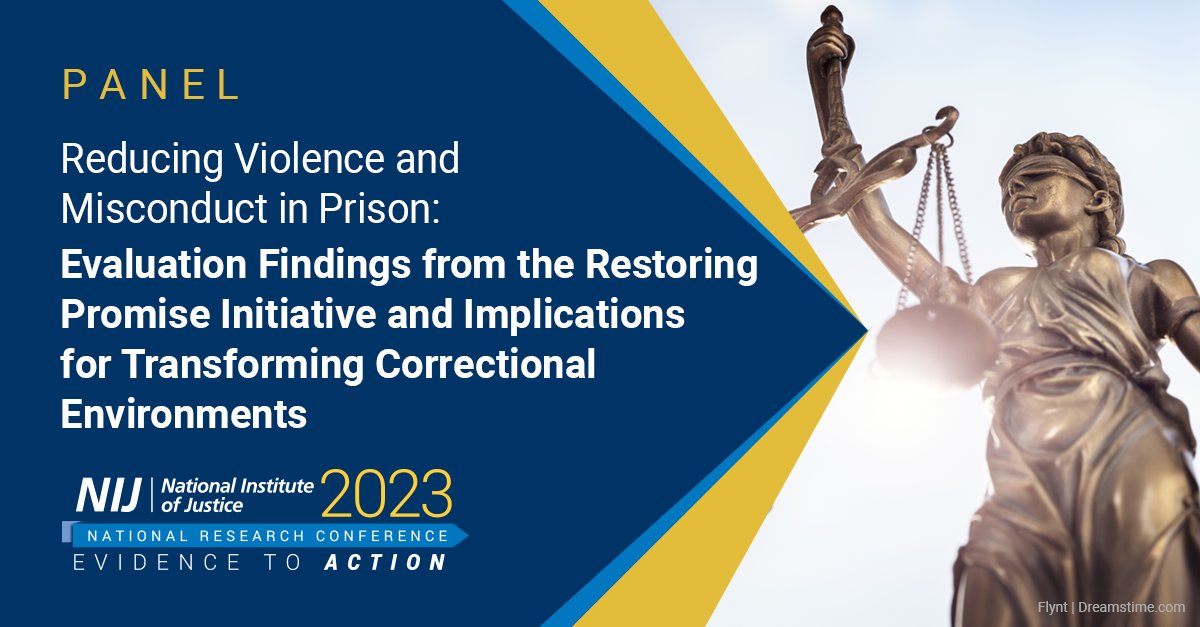 OJPNIJ's tweet photo. We'll examine the impact of #RestoringPromise in 2 young adult housing units in South Carolina Dept. of Corrections, review results from a prison culture survey, and introduce components of their Participatory Action Research approach. 9:00-10:15 am in Commonwealth Lower #NIJ2023 https://t.co/ZwtMA3aIec