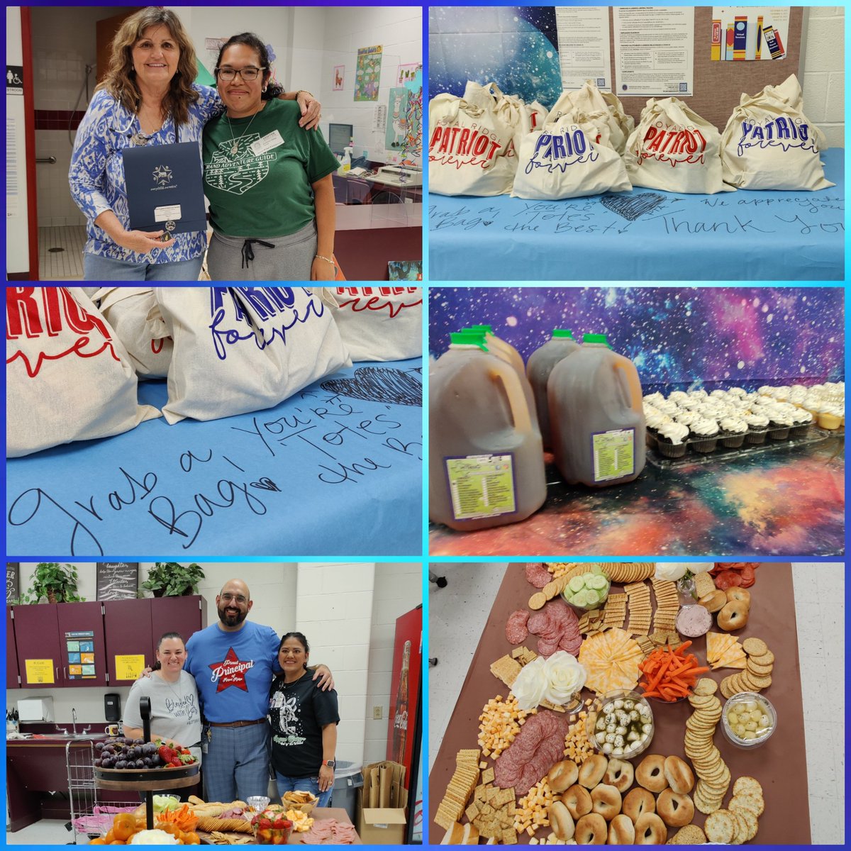ridge_pta's tweet photo. The month of May at Royal Ridge has been one big celebration 🎉 here's some 📸 from staff/teacher appreciation week! PTA was happy to make all staff grab &amp; go dinner bags! PTA also helped staff cool down from this Texas heat with some @hteao
#rootedroyalridge #rootedneisd https://t.co/UlY7pCMSAR