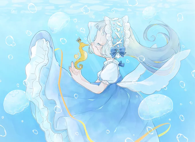 君と揺蕩う  #Frescoイラコン #海の生き物