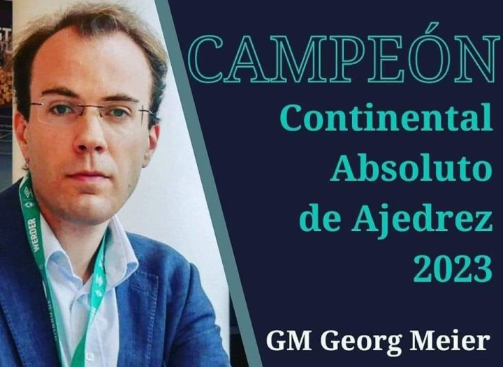 FIDE_chess's tweet photo. Congratulations to GM Georg Meier for winning the 2023 American Continental Chess Championship! Meier represented Uruguay in the event, which took place in Juan Dolio, Dominican Republic and brought together 162 players from all around the Americas. The top four finishers qualified for the 2023 #FIDEWorldCup.

Read more: https://t.co/VJrVfqH9OI