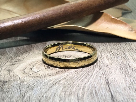 Handmade Your Marriage Vow & Signature Rings etsy.me/2SqJej1 #weddingrings #anniversaryrings #weddingbands #titaniumrings @etsymktgtool